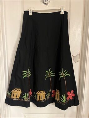 Basil & Maude embroidered midi skirt , size medium
